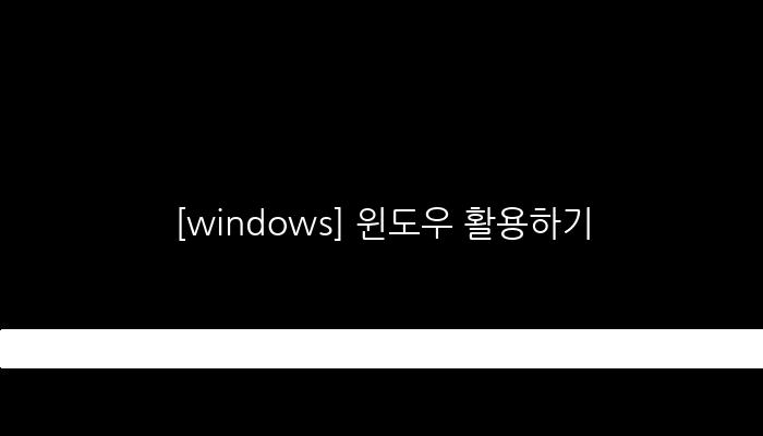 [windows] 윈도우 활용하기